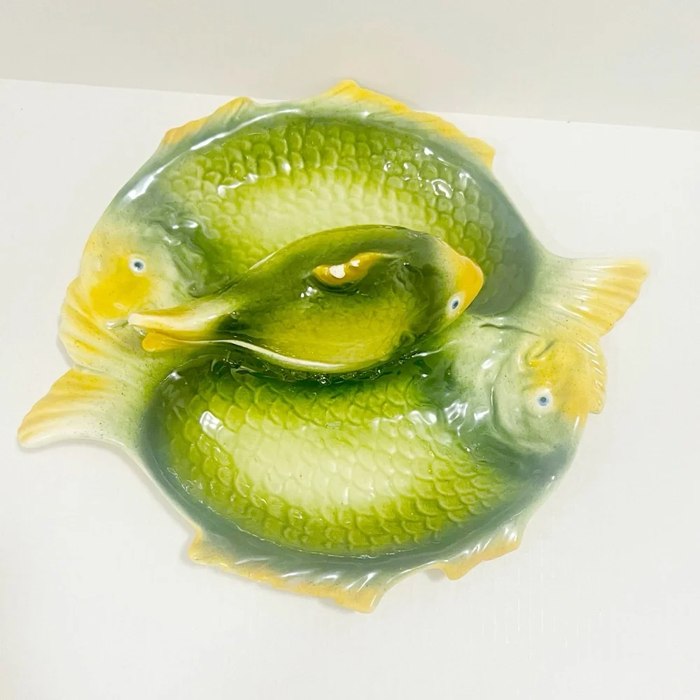 Vintage italy colorful fish shaped ceramic serving platte